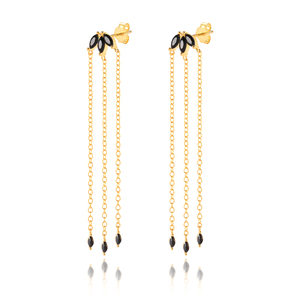 Pendientes de Cadena de Lujo Estilo Ins con Borlas y Circonitas Ojo de Caballo de Plata de Ley, Moda Europea y Americana ROXI - Product Image 1