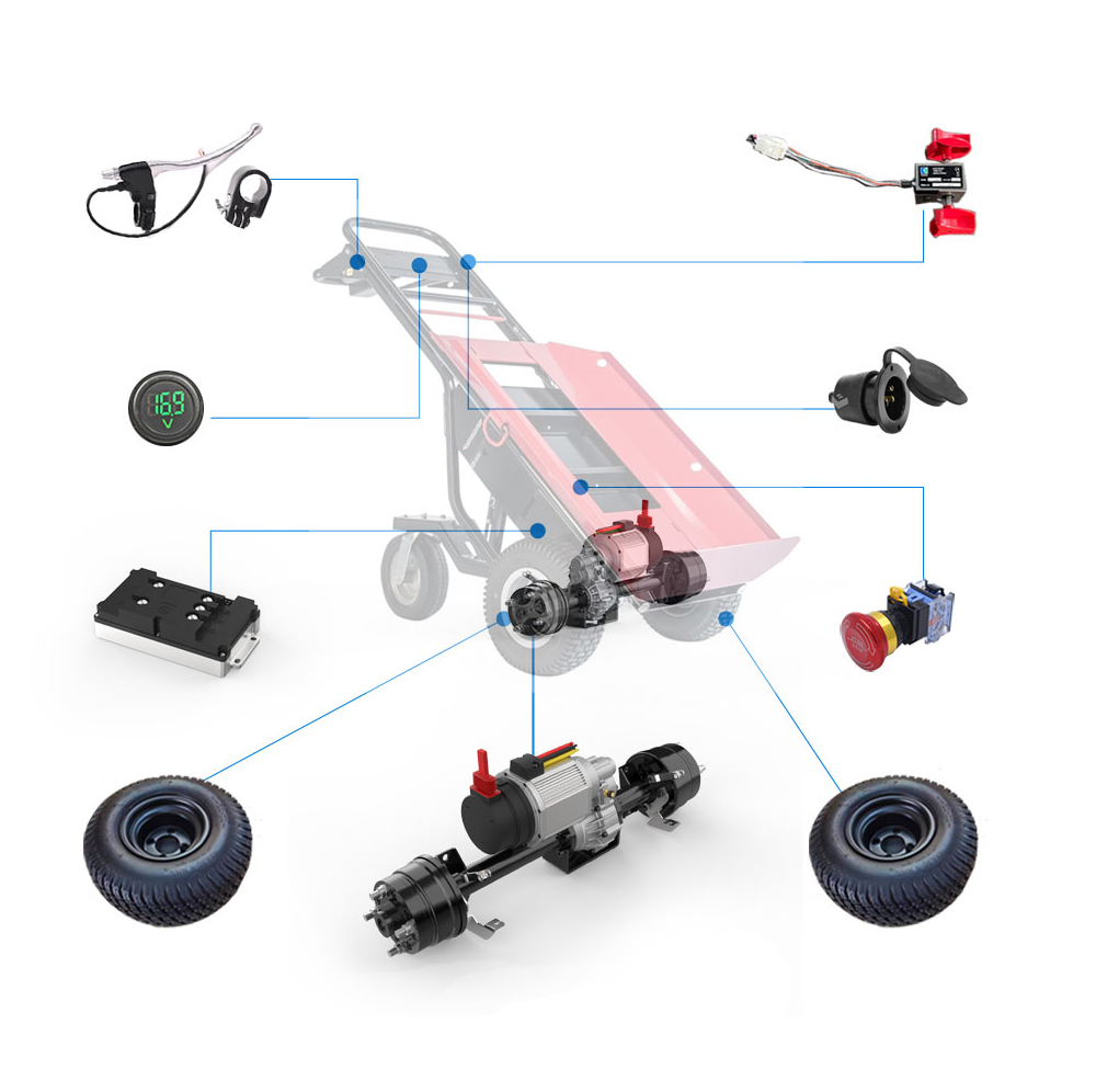 Aanpasbare Elektrische Dolly One-Stop Oplossingen Dc Motor Elektrische Aandrijfas En Accessoires Dolly Achterste Transaxle Controllers