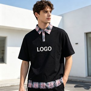 Polo à carreaux color-block pour homme, décontracté, 100% coton, manches courtes, chemises respirantes écologiques, service OEM - Product Image 2