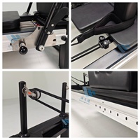 Reformer de Pilates Commercial Noir et Blanc à Cadre en Aluminium avec Barre de Pied Coulissante – Machine de Fitness pour Studio de Pilates