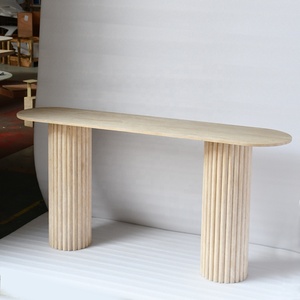 Meubles de maison modernes tables consoles convertibles OEM ODM Italie Design pierre beige travertin pour entrée salon et couloir - Product Image 2