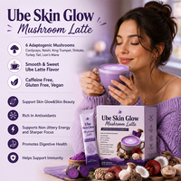 Latte aux champignons Ube pour l'éclat de la peau, marque privée, avec Ube, collagène marin, L-Glutathion et champignons adaptogènes