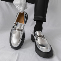 Ning Qiao 3061 2026 Mocassins à enfiler pour adolescents grande taille, transfrontaliers, à semelle épaisse, confortables, rehaussants, en PU