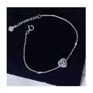 Xinfly 18k Solid White Gold Woman's Diamond Aquamarine <b>Gemstone</b> Heart <b>Bracelet</b> with Bezel Setting for Anniversary - Product Image 1