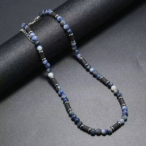 Collar de Cuentas de Piedra Natural de Ágata de 6 mm al por Mayor, Collar de Moda de Piedra de Ojo de Tigre y <span class=keywords><strong>Lava</strong></span> - Product Image 3
