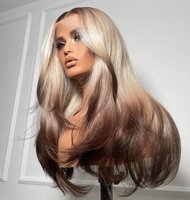 30 pouces femmes 13x4 pré-plumé dentelle frontale perruque longue vague de corps brésilien cheveux avec Highlight couleur cheveux humains