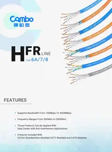 CAM BO Serie Hochfrequenzcmp H-FR Leitung 23AWG Cat6a F/FTP-Kabel 100 % Kupfer Bar / BC-Pass Vollmeterer 100 Cat6a F/FTP