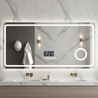 Fabriqué en Chine, miroir de salle de bain intelligent rectangulaire anti-buée avec commande tactile et lumière à 3 couleurs