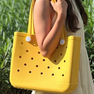 도매 사용자 정의 로고 에바 실리콘 오픈 비치 토트 보그 백 야외 체육관 여행 악어 핸드백에 대 한 방수 내구성 - Product Image 3