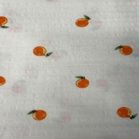 Tissu Seersucker 100% Coton à Imprimé Orange Motif Fruits pour Robes Chemises d'Été et Chemises Décontractées