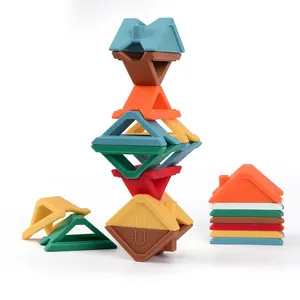Rainbow New Soft Hochwertige Bpa Free Educational Silikon Baustein Stapel Puzzle Set für Baby Beißring Kinder Spielzeug