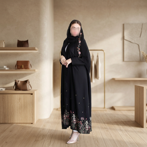 Abaya de Seda Satén de Lujo Personalizada al por Mayor, Antiarrugas, Hecha a Mano, de Alta Calidad, para Todas las Temporadas, Vestido Islámico Turco Largo para Mujer, Talla Pequeña - Product Image 3