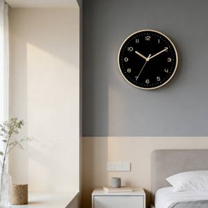 Refined 10 Inch Black Dial Metal Quartz Wall <b>Clock</b> with Sweep <b>Silent</b> Movement Minimalist Design for Formal Entryway or Hallway - Product Image 2