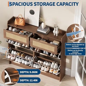 <span class=keywords><strong>Meuble</strong></span> à chaussures moderne en bois, design minimaliste conique, étanche et durable, avec quatre portes et tiroirs, pour l'entrée de la maison - Product Image 3