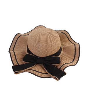 Sombrero de Playa para Mujer con Ala Ancha, Elegante Sombrero de Paja para Verano, Venta al por Mayor, Artesanía Vietnamita - Product Image 1