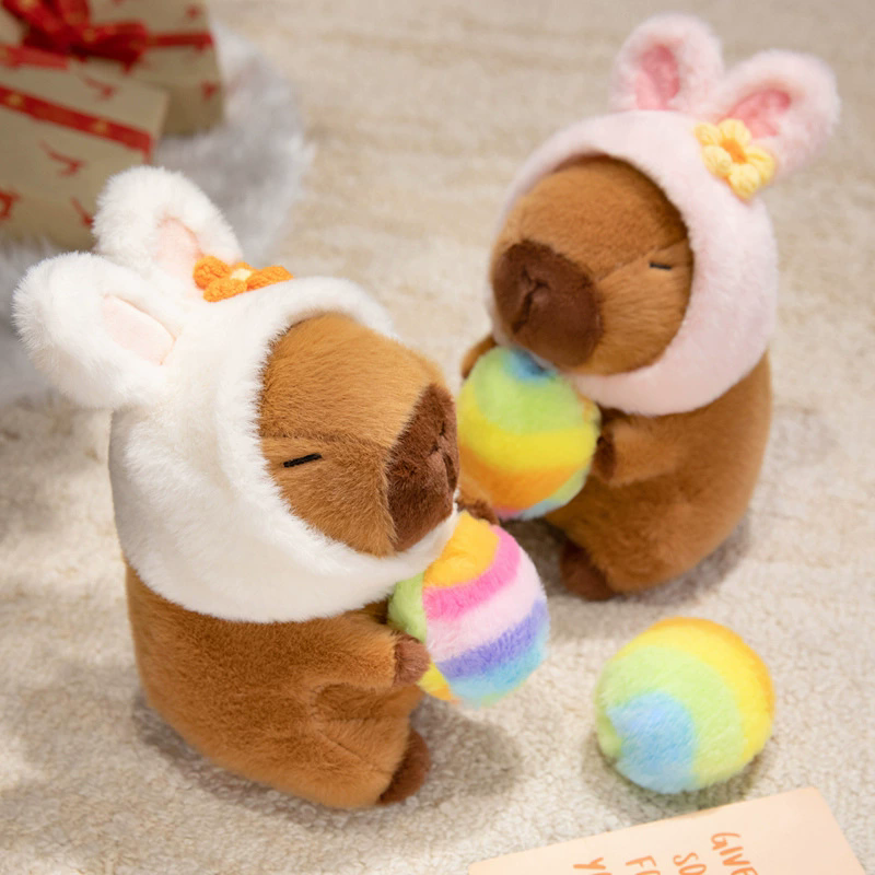 HY Easter Decorations Easter Eggs Capybara Dolls with Hats Plush Toys ...