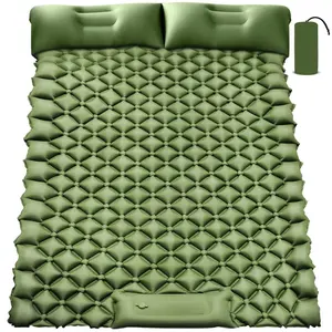 Betoyy軽量折りたたみ式インフレータブル軽量エアマットレスダブルキャンプスリーピングパッド枕付き