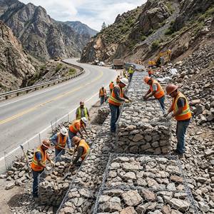 Panier <span class=keywords><strong>gabion</strong></span> pliable tissé avec kits de cages <span class=keywords><strong>gabion</strong></span> pour projets de bord de rivière en montagne isolée - Product Image 1