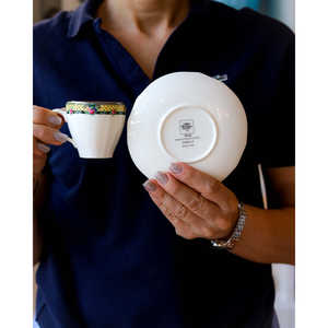 Ensemble de 12 tasses à café Richard Ginori en forme de duchesse, décoration Isabella, avec poignée, cuillère et couvercle, isolation thermique, modèle ODM manuel - Product Image 1