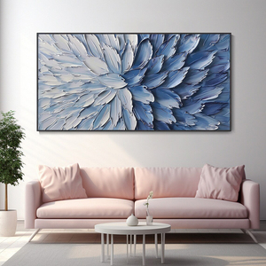 Venta al por mayor 100% hecho <span class=keywords><strong>a</strong></span> <span class=keywords><strong>mano</strong></span> moderno 3D abstracto azul textura pintura al óleo pared imágenes artísticas personalizadas hogar decorativo colgante grande - Product Image 5
