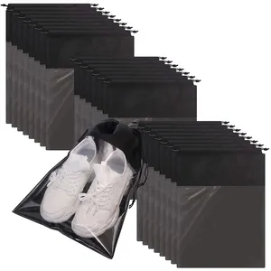 Bolsa de polvo no tejida reutilizable impresa con logotipo personalizado bolsa de zapatos de viaje con cordón promocional