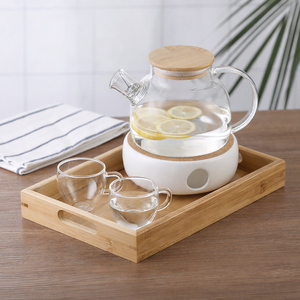 Solid Coffee Kitchen Trays <b>Set</b> Reusable Wooden <b>Serving</b> Tray With Handles - Product Image 5