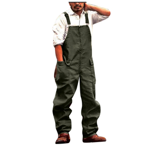 Personalizado OEM pecho bolsillo lavado ocio amarillo XXXL <span class=keywords><strong>tirantes</strong></span> pantalones largos monos hombres Denim Cargo mono - Product Image 1