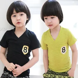 อาลีบาบาประเทศจีนผู้ผลิตสำหรับสีดำคอวีเสื้อยืดสำหรับเด็กเด็ก