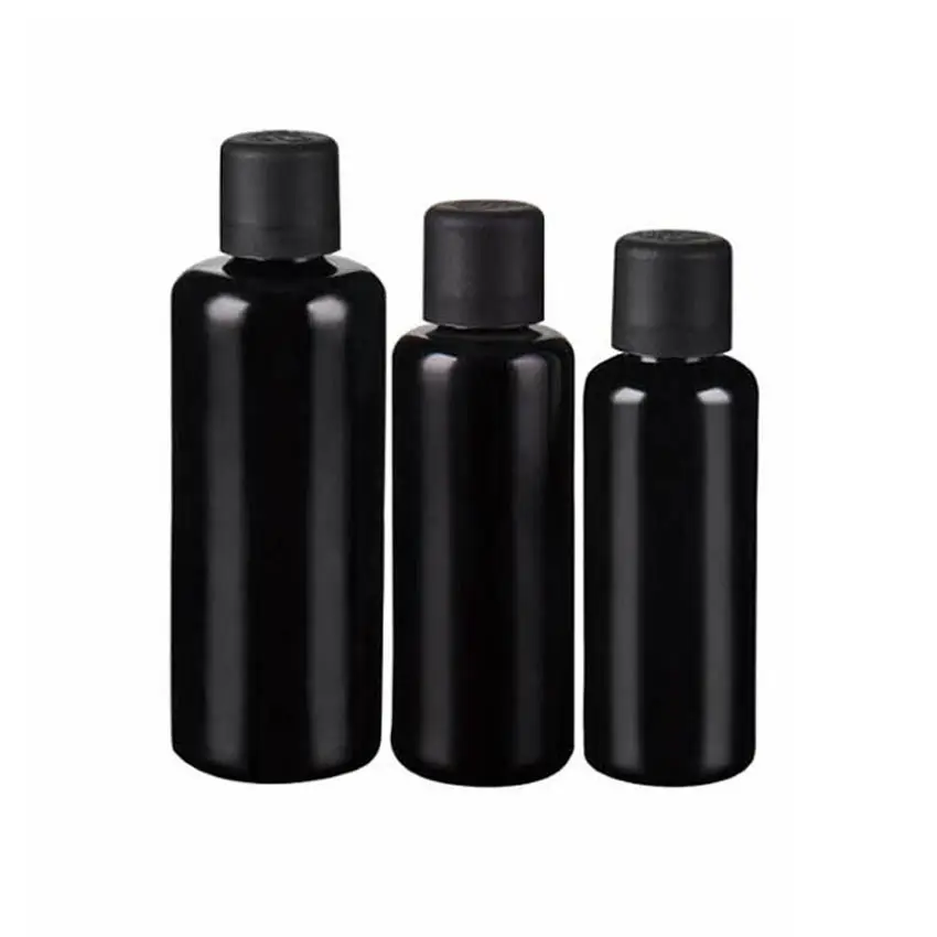 Frascos e frascos vazios de óleo essencial de vidro preto óptico de alta qualidade 10ml 30ml 50ml 100ml de proteção