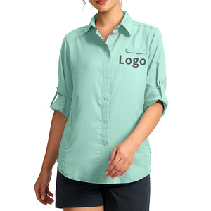 Camisas de Pesca Personalizadas para <span class=keywords><strong>Mujer</strong></span>, Tallas Grandes, Protección UV SPF 50, Ecológicas, 100% Poliéster, Secado Rápido, con Botones, Transpirables - Product Image 1
