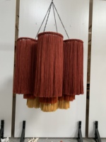 Abat-jour en macramé à franges cylindriques nouées à la main, style rustique de luxe OEM, pour penthouse et décoration haut de gamme