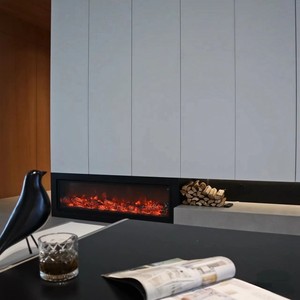 Taille personnalisable Salon de luxe 3D cheminée électrique intelligente meuble TV mural encastré décoratif en métal pour hôtel - Product Image 1