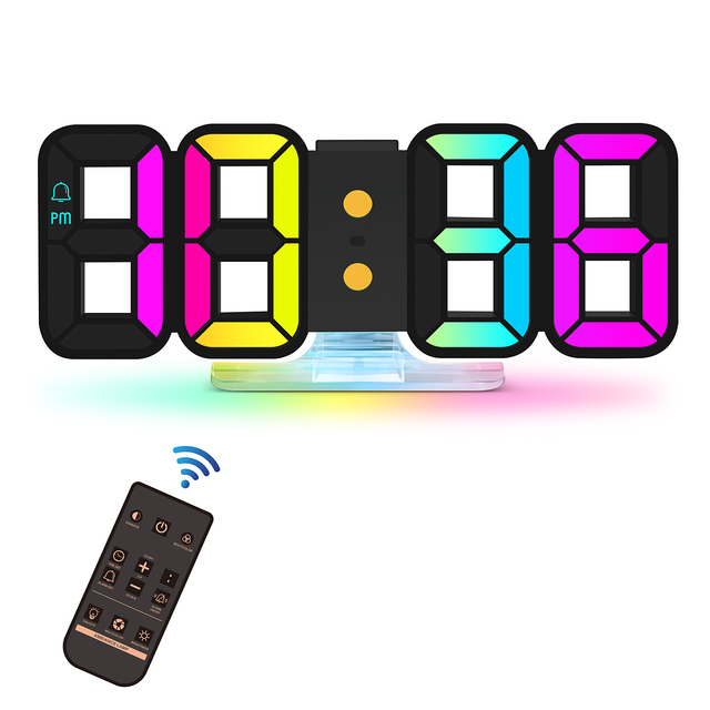 LED wall clock digital alarm clocks display 3 brightness levels watches nightlight snooze home office 3d wall clock