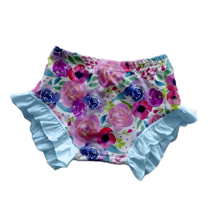 Оптовая продажа, детские шорты с цветочным принтом, летние бутиковые комплекты с оборками и автографом для маленьких девочек