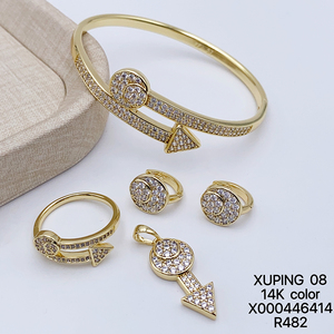 Set di Gioielli da Donna <span class=keywords><strong>XUPING</strong></span>, Placcato Oro 14k, Collana, Bracciale, Orecchini e Anello con Zirconia Cubica Sintetica - Product Image 4