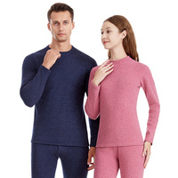 Ensemble de sous-vêtements chauds d'hiver pour hommes en velours épais, couleur unie, et ensemble 2 pièces coupe-vent et anti-froid pour femmes