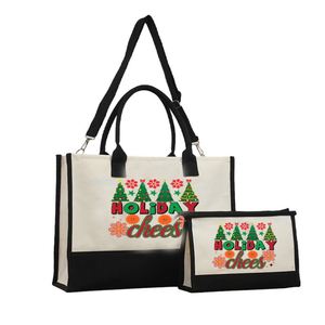 Bolsa de Lona Personalizada con Diseño de Papá Noel y Reno, Bolsa de Compras Navideña con Asas, Bolsa de Lona para Mujer - Product Image 2