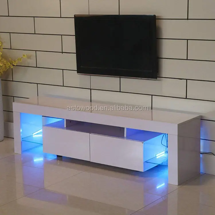 High Gloss LED Light TV Stand Fashionable Design Home Living Room