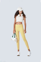 Nouveau style Leggings de sport et yoga sans couture, couleur unie, longueur intégrale, pour femme, effet seconde peau, double face brossée, taille haute élastique