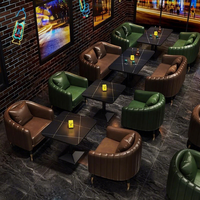 Ensemble table et chaises de bar en bois massif rétro pour bistrots, bars à cocktails, restaurants, cafés et canapés de cabines KTV