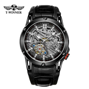 Montre-bracelet pour homme avec logo personnalisé, nouvelle tendance de la mode masculine, luxe décontracté, mouvement mécanique automatique squelette, style business - Product Image 1