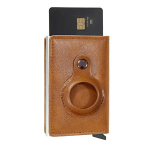 Personalizado Delgado Minimalista Carbono <span class=keywords><strong>Airtag</strong></span> Pop Up Titular de la tarjeta de crédito Cartera Hombres Metal RFID Money Clips Aluminio Bank Card Holder Case - Product Image 5