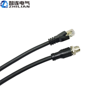 Conector RJ45 Macho con Código D M12, IP68 Impermeable, 10GB/s, Cable Ethernet Industrial Profinet, Alta Flexibilidad, Blindado, con Tornillo