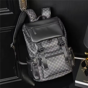 Fashion PU Laptop <b>Backpack</b> Waterproof Minimalist Panelled Nylon Lining Unisex Travel School Bag - Product Image 5