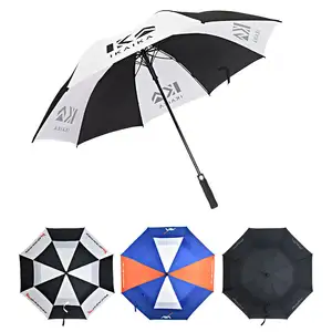 Paraguas de golf personalizado abierto automático para lluvia promocional a prueba de viento impreso logotipo grande de diseñador de marca publicitario con logotipo