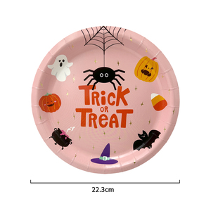 Set di Piatti Premium <span class=keywords><strong>per</strong></span> Feste di <span class=keywords><strong>Halloween</strong></span> - 9 Pollici, Set da 8 Pezzi Rosa con Scritta 'TRICK or TREAT' e Simpatici <span class=keywords><strong>Personaggi</strong></span> di <span class=keywords><strong>Halloween</strong></span> 616324 - Product Image 6