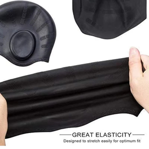 Bonnet de bain en silicone haut de gamme, très élastique, avec protection pour les oreilles, confortable et efficace pour empêcher l'entrée de l'eau - Product Image 6