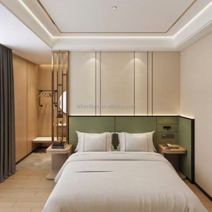 Lit d'hôtel économique, mobilier de chambre d'hôtel 3 étoiles, prix bas, lit rembourré King, Queen, Full Size avec tête de lit intégrée et table de chevet - Product Image 3