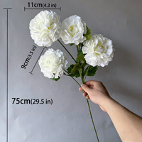 Bunga Sutra Ranunculus Peony Putih Pink Berkualitas Baik 4 Kuntum untuk Dekorasi Pernikahan