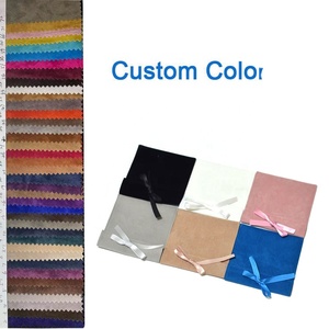 Custom Printed logo <b>Colorful</b> Faux Suede Velvet <b>Envelope</b> Flap Jewelry Storage Pouch W/ Ribbon Bow Tie - Product Image 3